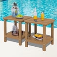 thumbnail image 1 of SERWALL Adirondack Outdoor Side Tables Set of 2, All Weather Use Double Layer Patio Side Table, HIPS Rectangular End Table- Brown, 1 of 10