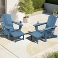 thumbnail image 1 of SERWALL Adjustable Folding Adirondack Chair with Footrest & Dual Cup Holders Set of 2, HDPE Foldable Multifunctional Adirondack Chair with Ottoman for Patio, Outdoor, Garden, Blue, 1 of 7