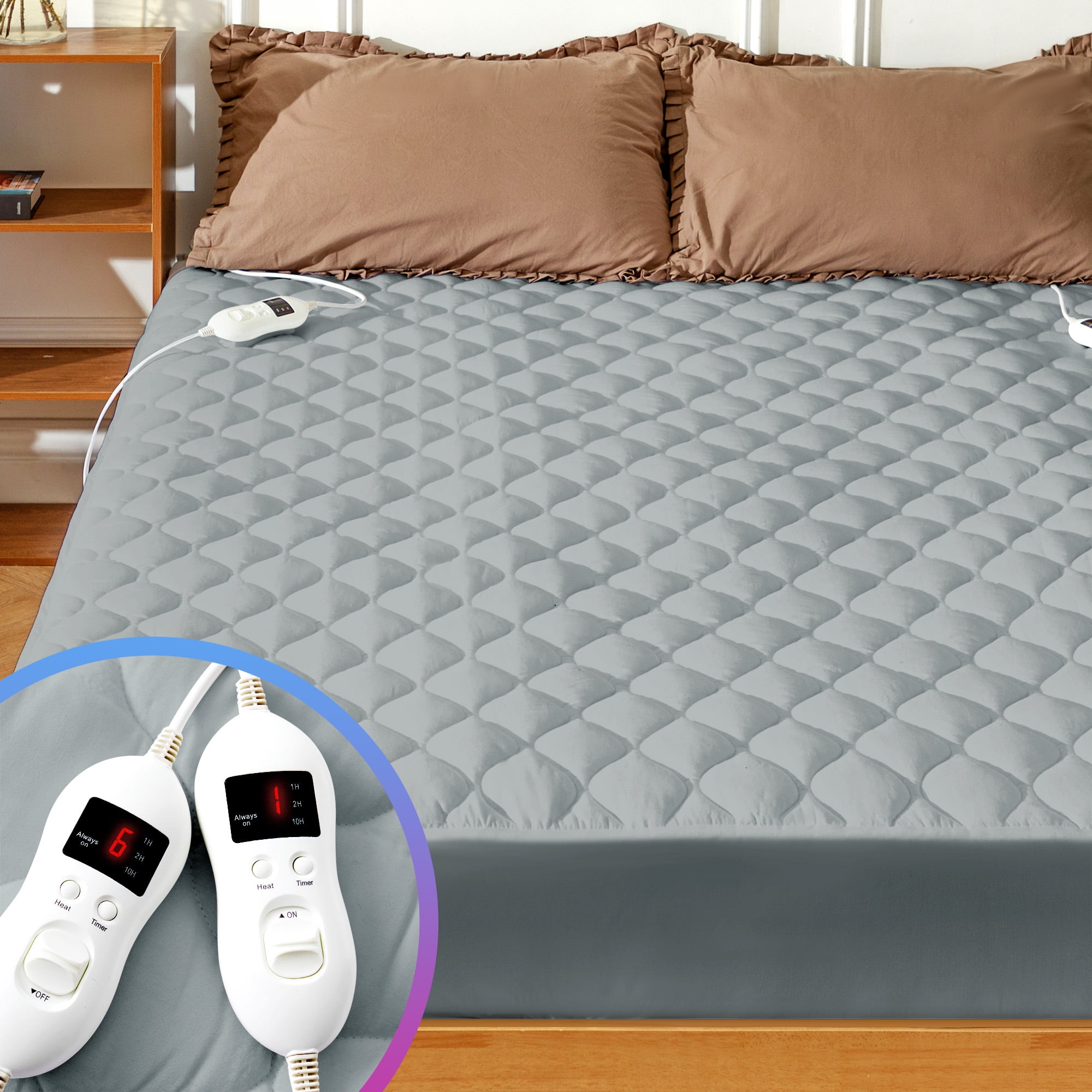 SERWALL Electric Heated Mattress Pad 8 Temperature Control Zone Auto Shut  off, King - Walmart.com