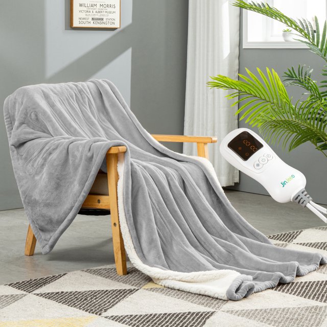 SERWALL Electric Heated Throw Blanket, Cozy Sherpa & Flannel Heating