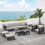 SERWALL HDPE 10-Piece Outdoor Patio Furniture Set, All-Weather Patio Conversation Set, Outdoor Sectional Sofa Couch Set with Coffee Table, Ottomans &amp; Cushions, Black/Khaki deal from Walmart