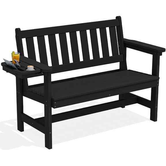 SERWALL HDPE Outdoor Bench, Weatherproof Porch Bench, 660 lbs Weight Capacity, Suitable for 2 Person, HDPE Material for Outdoor Garden Park Use, 1 Pack