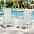 thumbnail image 1 of SERWALL HDPE Outdoor Glider Chair Set of 2, Patio Glider Rocker All-Weather Porch Glider White, 1 of 6