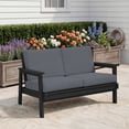 thumbnail image 1 of SERWALL Outdoor HDPE Patio Loveseat Sofa with Cushion,Weather-Resistant Patio Furniture for Poolside, Patio, Balcony, Porch & Backyard, Black / Grey, 1 of 8