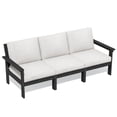 thumbnail image 1 of SERWALL HDPE Patio Sofa Set, 3-piece Sectional Outdoor Furniture Set, All Weather Outdoor Couch Set, Black Frame with Khaki Cushion, 1 of 1