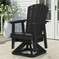 SERWALL HDPE Swivel Glider Chair, Outdoor Swiveling Gliding Chair for Porch, Black
