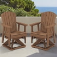 thumbnail image 1 of SERWALL HDPE Swivel Glider Chair Set of 2, Outdoor Swiveling Gliding Chair for Porch, Brown, 1 of 6