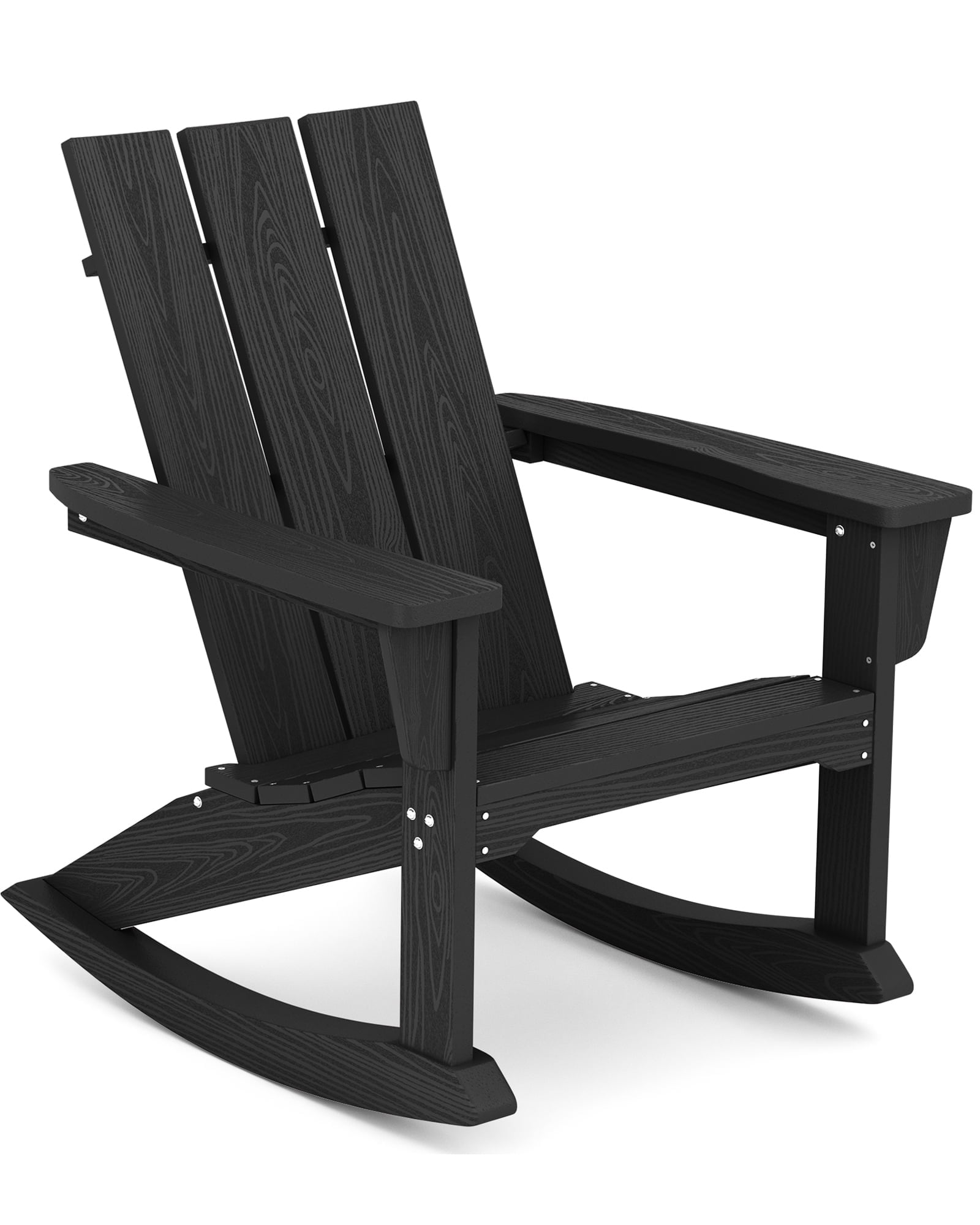 SERWALL Modern Adirondack Rocking Chair, HDPE Outdoor Rocking Chair for Patio, Garden, Backyard, Black