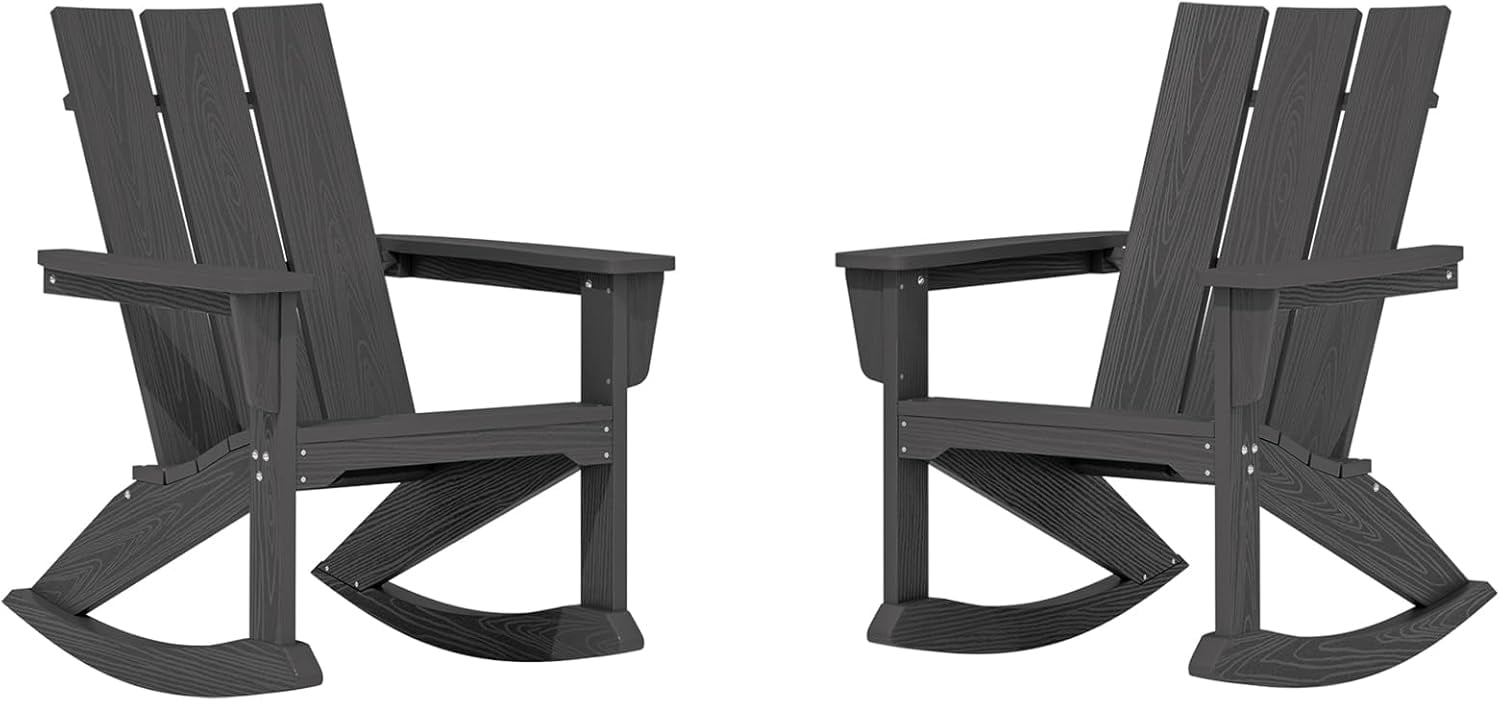 SERWALL Modern Outdoor Rocking Chair Set of 2, All Weather Rocking ...