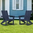 thumbnail image 1 of SERWALL Modern Outdoor Rocking Chairs Set of 2, All Weather Adirondack Rocker for Porch, Backyard, Garden, Blue, 1 of 9