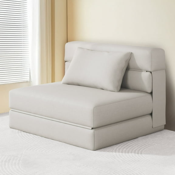 SERWALL Modular Folding Sofa Chair, 4-in-1 Convertible Sofa Bed, Foldable Sofa Chair for Bedroom, Beige