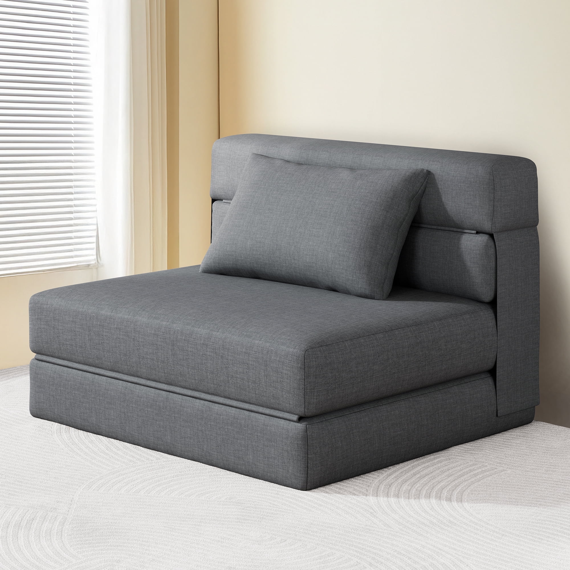 SERWALL Modular Folding Sofa Chair, 4-in-1 Convertible Sofa Bed, Foldable Sofa Chair for Bedroom, Grey