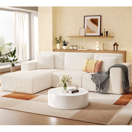 SERWALL 107" Modular Sectional Sofa, L Shaped Cloud Sectional Couch, Boneless Convertible Sofa for Living Room, Beige
