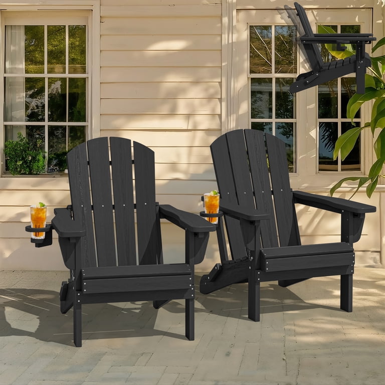 SERWALL, Outdoor Adjustable Folding Adirondack Chair Set of 2