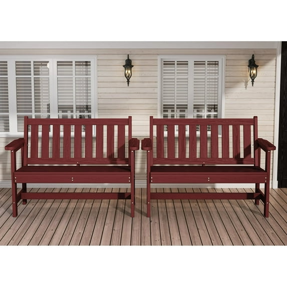 SERWALL Outdoor Bench for 2-Person, Weather-Resistant HDPE with Aluminum Reinforcement, Supports 660 lbs, Comfortable Seating for Patio, Garden, and Porch