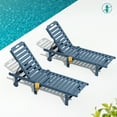 thumbnail image 1 of SERWALL Outdoor Chaise Lounge Set of 2, Adjustable Patio Chaise Lounge, HDPE Lounge Chair with Rolling Wheels & Cup Holder for Poolside, Blue, 1 of 8