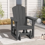 SERWALL Outdoor Glider Chair, HDPE Wood-Like Patio Glider Rocker All-Weather Porch Glider Gray