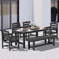 thumbnail image 1 of SERWALL Outdoor Dining Sets for 6, 6-Piece Patio Dining Set with 1 Rectangular table, 4 HDPE Dining Chairs & 1 Dining Bench, Black, 1 of 6