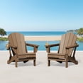 thumbnail image 1 of SERWALL Outdoor Folding Adirondack Chair Set of 2 with Cup Holder, Patio Seat, HIPS All Weather Fire Pit Chairs, Patio Chair for Garden, Poolside, Deck, Brown, 1 of 10