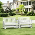 thumbnail image 1 of SERWALL Outdoor Glider Bench Set of 2, HDPE Material Weather-Resistant Rocking Chair Swings for Patio Porch Garden, White, 1 of 7