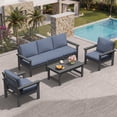 thumbnail image 1 of SERWALL Outdoor Patio Furniture Set, 6-Piece HDPE Outdoor Sofa Set Patio Conversation Set, Grey Frame with Grey Cushions, 1 of 10
