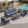thumbnail image 1 of SERWALL Outdoor Patio Furniture Set, 7-Piece HDPE Outdoor Sofa Set Patio Conversation Set, Grey Frame with Grey Cushions, 1 of 10