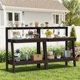 thumbnail image 1 of SERWALL Outdoor Potting Bench Set of 2 with Storage & Hooks, 3-Tier Heavy-Duty HDPE Garden Workstation Table, All-Weather Potting Table for Patio & Backyard, 34.8’’W x 17.7’’D x 45.5’’H - Coffee, 1 of 7