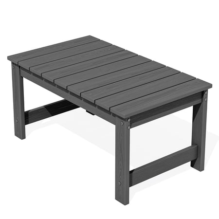 SERWALL Outdoor Rectangle Coffee Table, 19.7" x 33.7" HDPE All Weather Patio Coffee Table, Gray