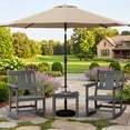 thumbnail image 1 of SERWALL Outdoor Rocking Bistro Set of 2 with 1 Side Table & 9ft Patio Umbrella(Umbrella Base Not Included), Porch Chairs and Coffee Table Set for Lawn Balcony Deck, Gray, 1 of 11