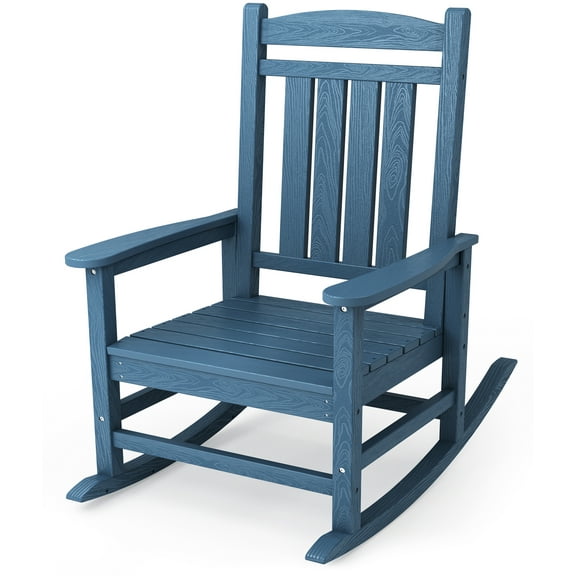 SERWALL Outdoor Rocking Chair, HDPE Patio Rocker for Lawn, Porch, Navy