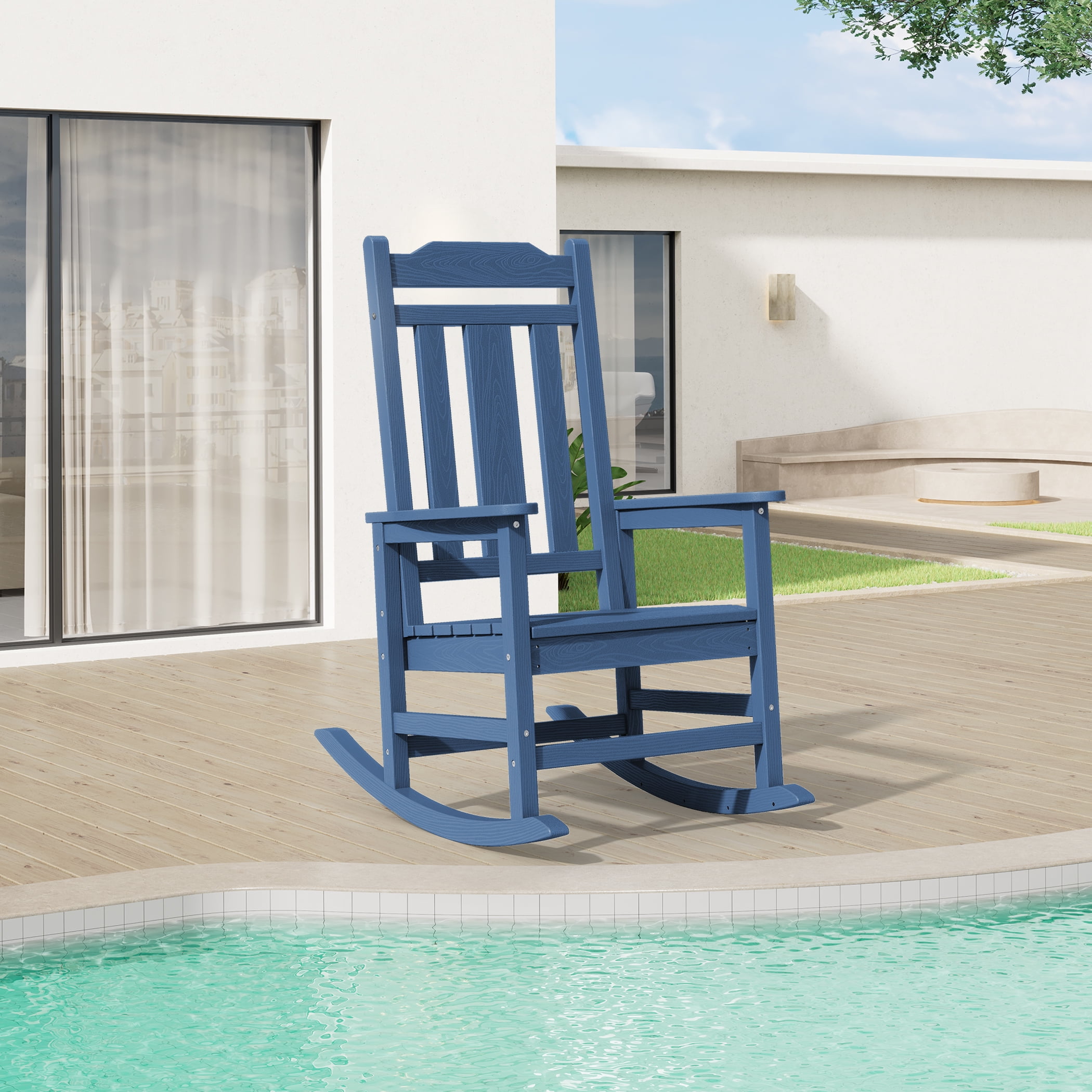 SERWALL Outdoor Rocking Chair， HDPE Patio Rocking Chair, Heavy Duty ...