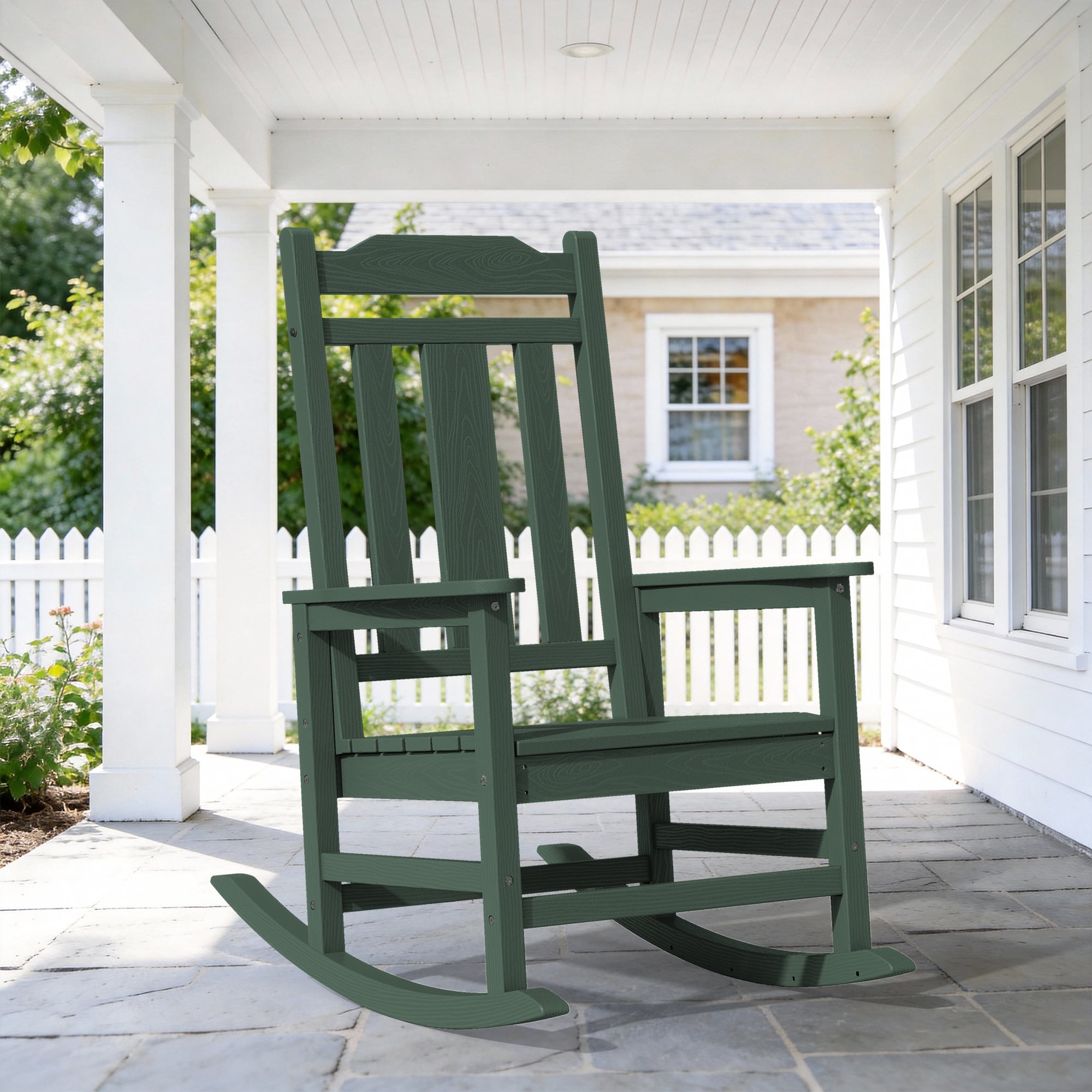 SERWALL Outdoor Rocking Chair， HDPE Patio Rocking Chair, Heavy Duty ...