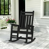 SERWALL Outdoor Rocking Chair, HDPE Patio Rocker for Lawn, Porch, Black ...