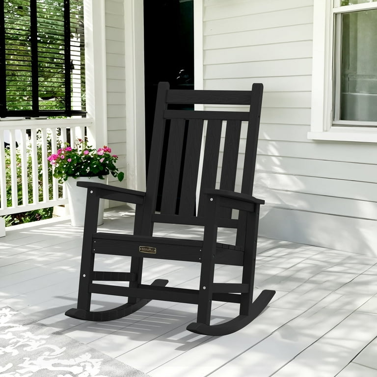 SERWALL Outdoor Rocking Chair, Weatherproof HDPE Patio Rocker