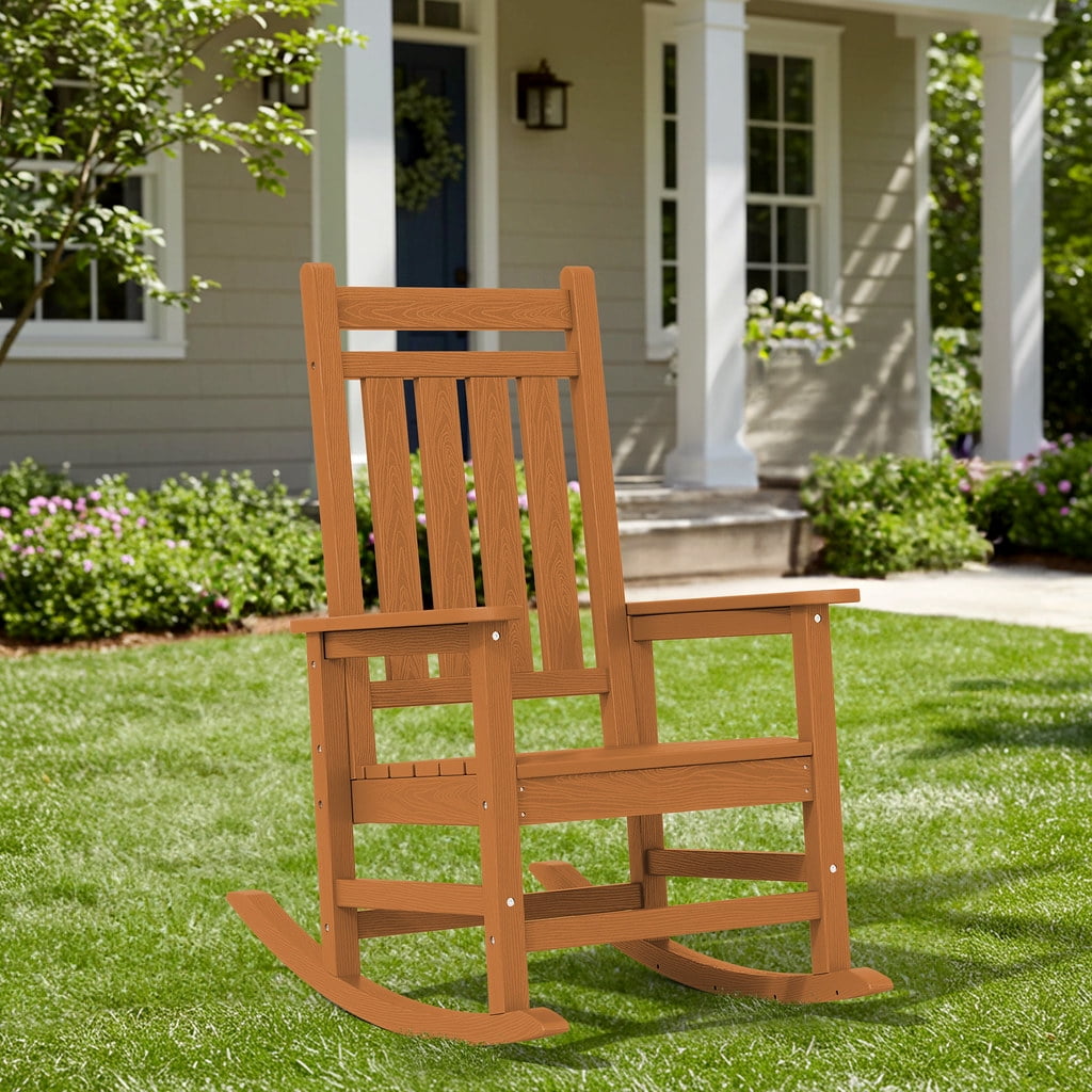 SERWALL Outdoor Rocking Chair HDPE Rocking Chair for Adults All Weather Porch Rocker for Lawn Garden White