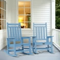 thumbnail image 1 of SERWALL Outdoor Rocking Chair Set of 2, HDPE Patio Rocker for Lawn, Porch, Light Blue, 1 of 11