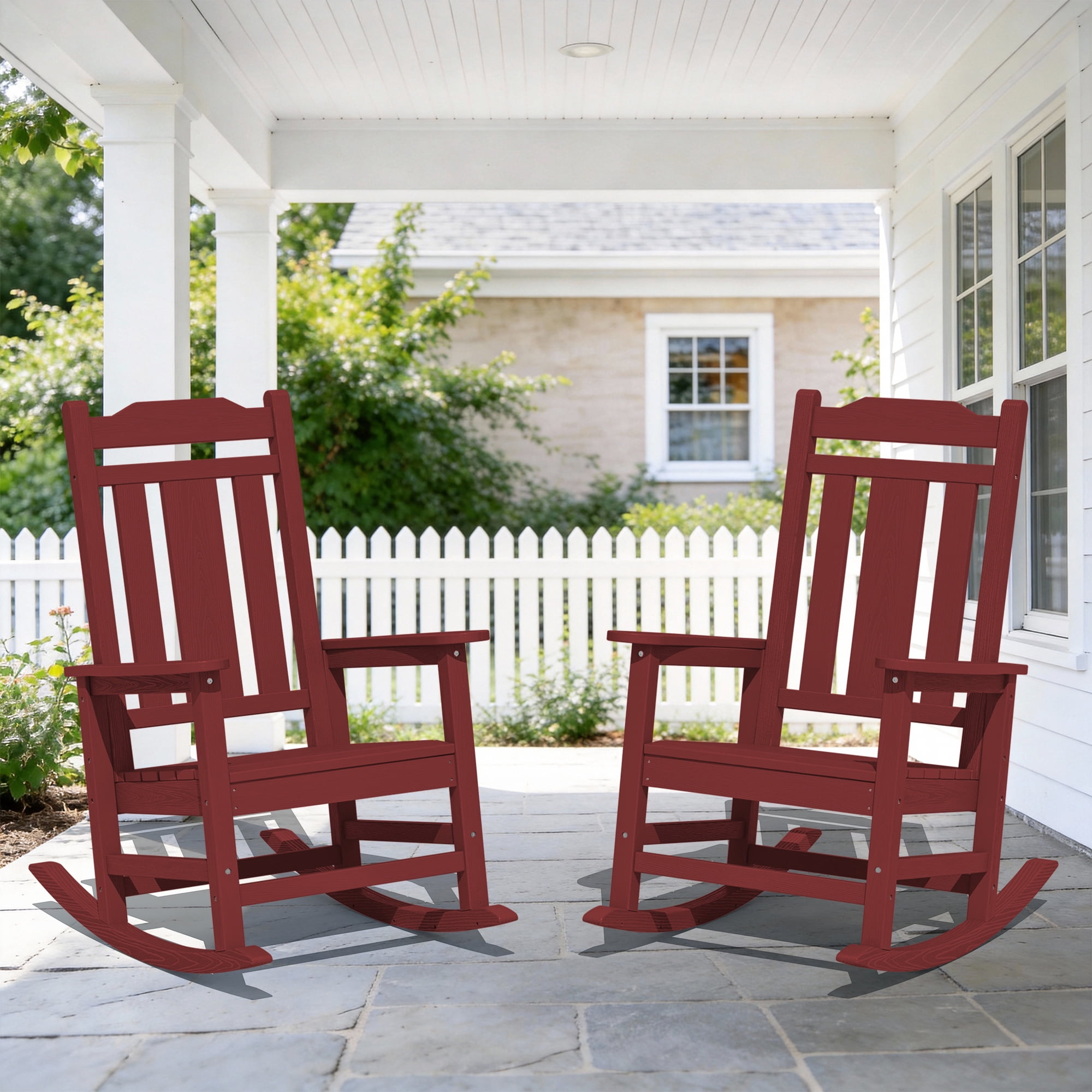 SERWALL Outdoor Rocking Chair Set of 2, HDPE Patio Rocking Chair, Heavy ...