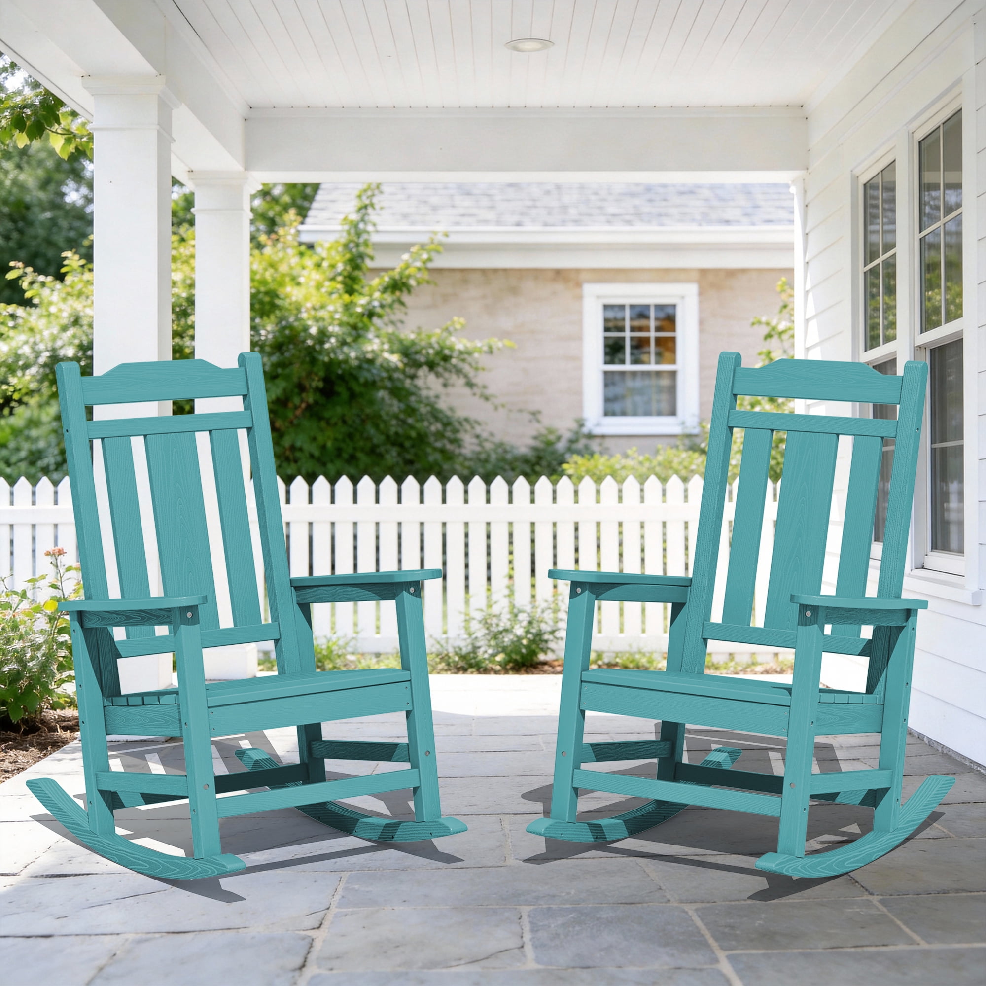 SERWALL Outdoor Rocking Chair Set of 2, HDPE Patio Rocking Chair, Heavy ...