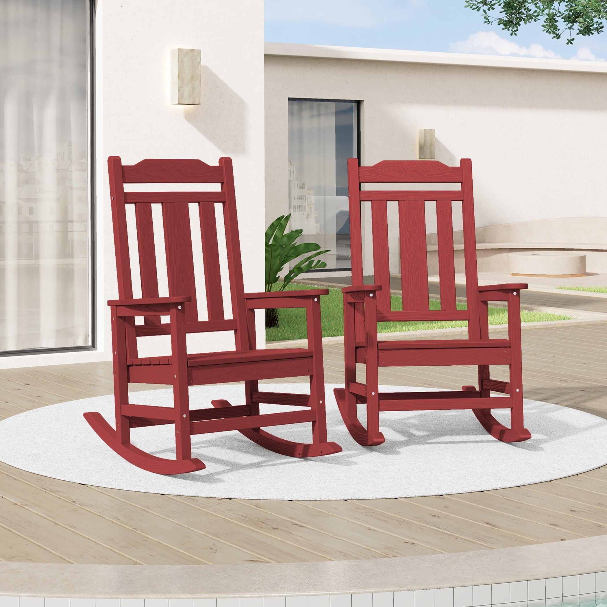 Porch Rocker Can SERWALL Outdoor Rocking Chair Set of 2, HDPE Patio Rocking Chair, Heavy ...