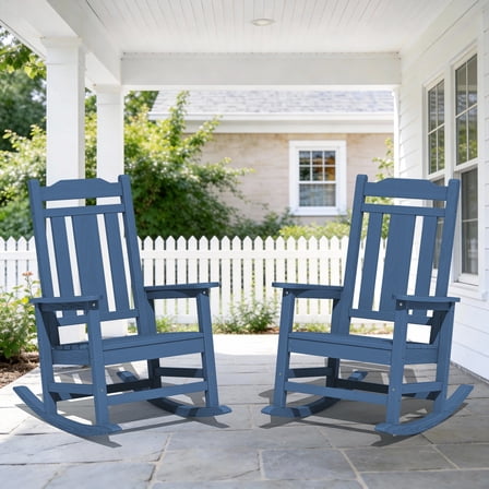 SERWALL Oversize Rocking Chairs Set of 2, Outdoor Rocker for Porch, HDPE Rocking Chairs