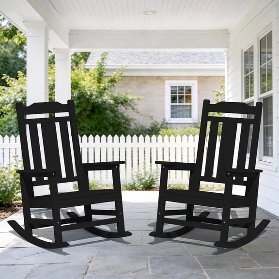 SERWALL Oversize Rocking Chairs Set of 2, Outdoor Rocker for Porch, HDPE Rocking Chairs