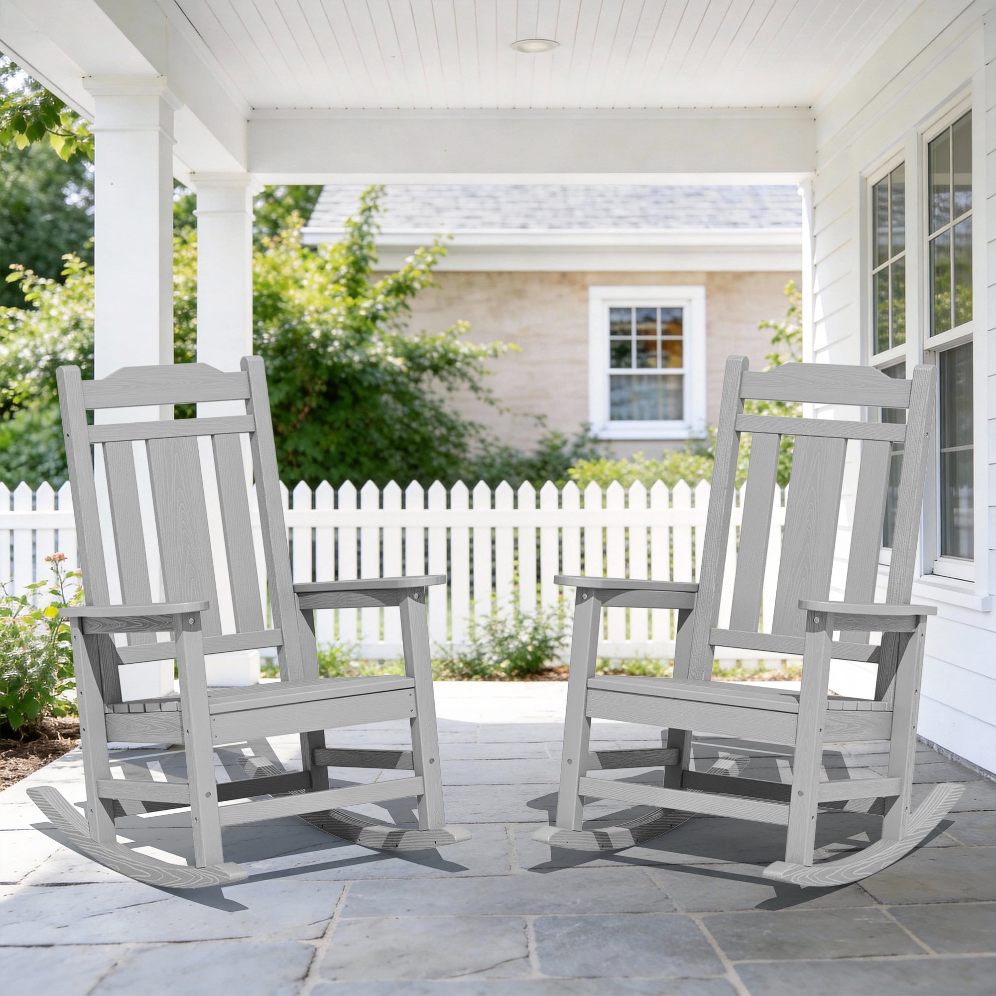 SERWALL Oversized Outdoor Rocking Chairs Set of 2 for Adults, HDPE All ...