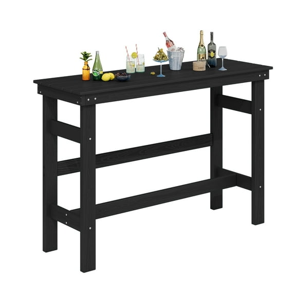 SERWALL 41" Outdoor Bar Table, HDPE All Weather Adirondack Outdoor Bar Height Table, Black