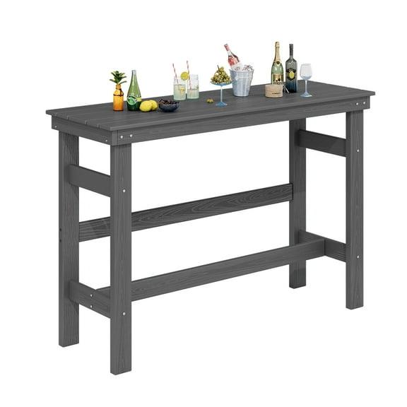 SERWALL 41" Outdoor Bar Table, HDPE All Weather Adirondack Outdoor Bar Height Table, Grey