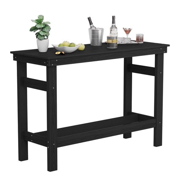SERWALL 41" Outdoor Bar Table, HDPE All Weather Adirondack Outdoor Bar Height Table, Black