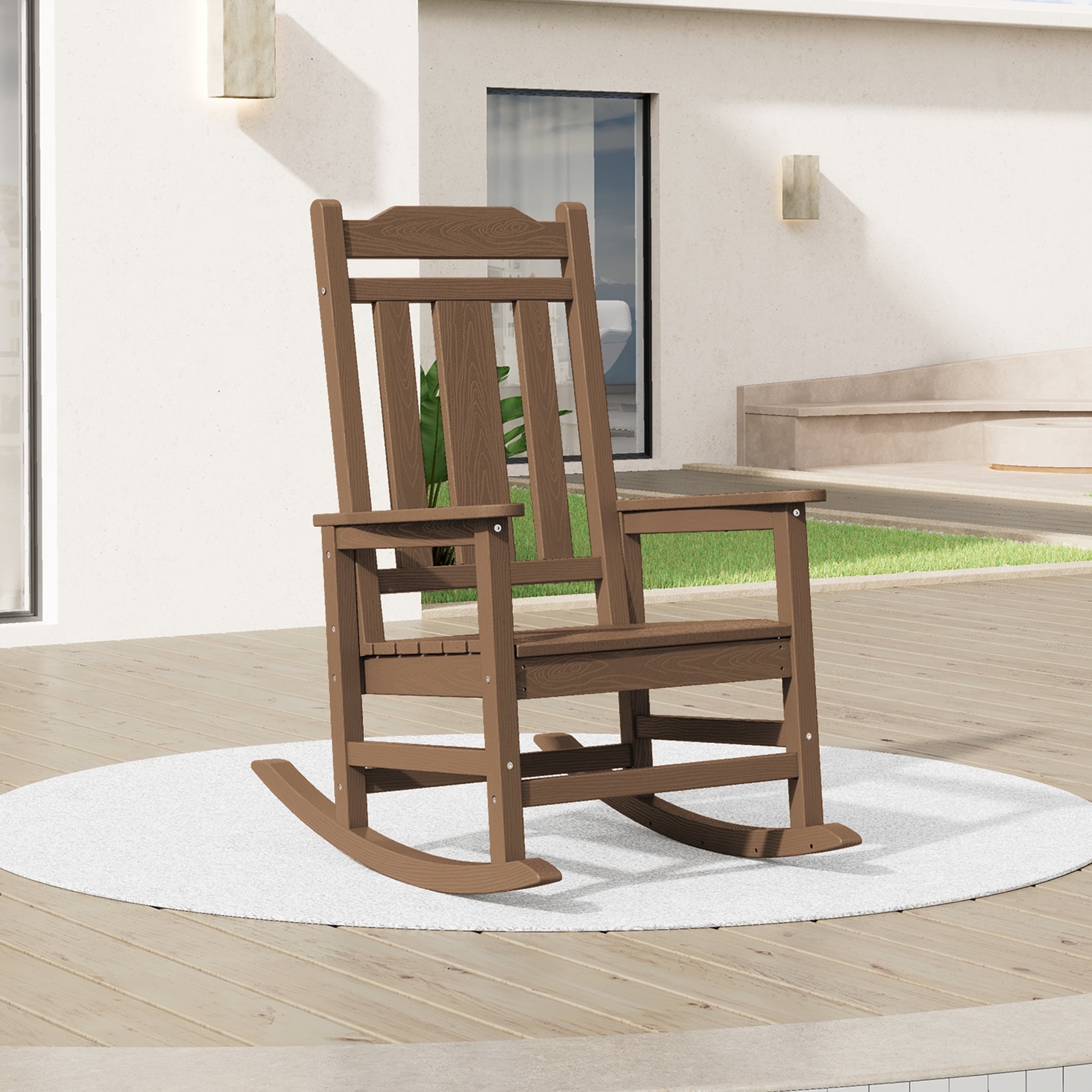 SERWALL Oversized Outdoor Rocking Chair, All Weather Patio Rocking ...