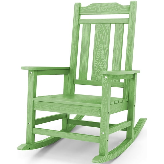 SERWALL Oversized Outdoor Rocking Chair, All Weather Patio Rocking Chair for Adult, Light Green