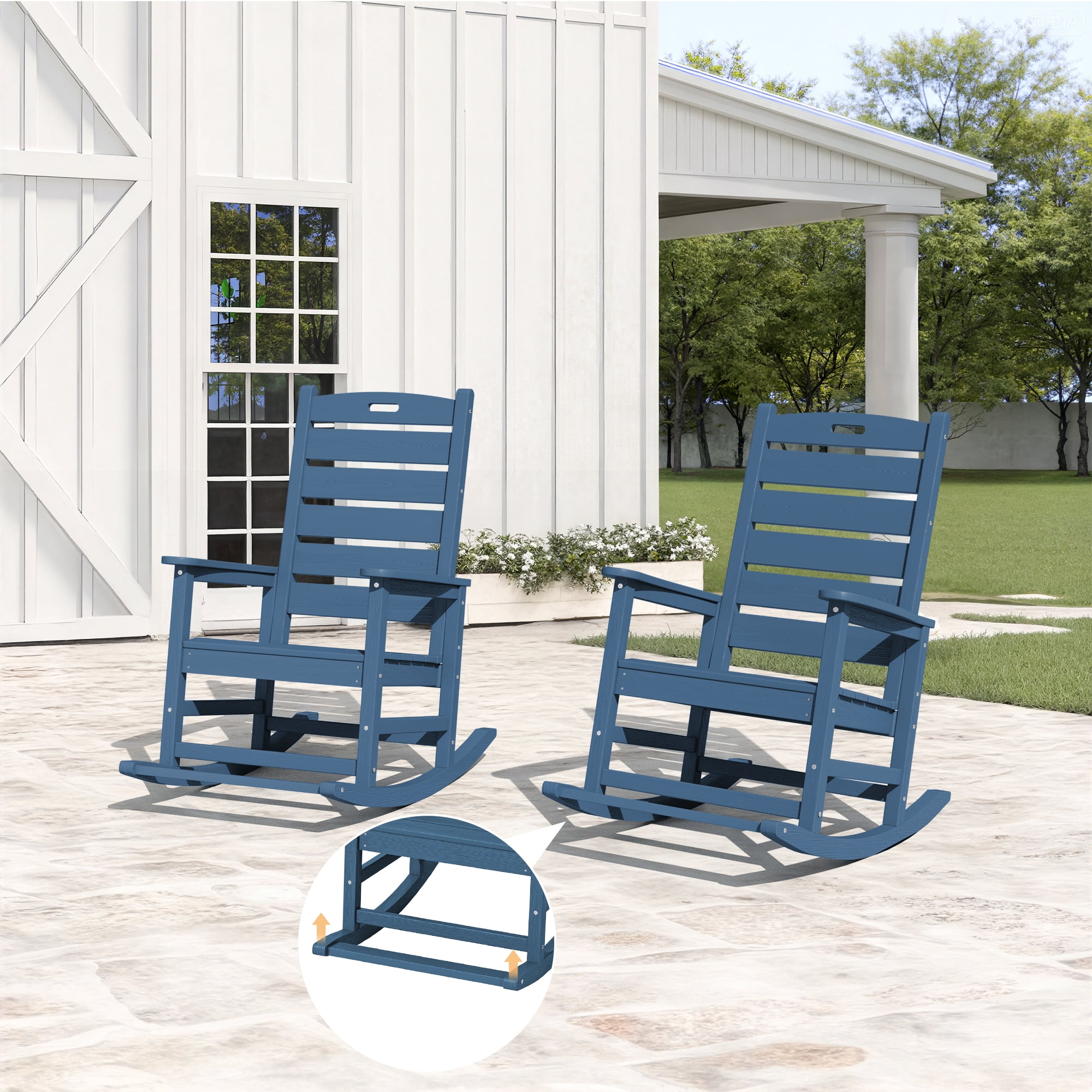 SERWALL Oversized Outdoor Rocking Chair Set of 2 with Footrest for ...