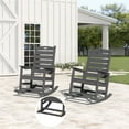 thumbnail image 1 of SERWALL Oversized Outdoor Rocking Chair Set of 2 with Footrest for Adults, HDPE All Weather Patio Rocker for Porch, Garden, Lawn, Grey, 1 of 9
