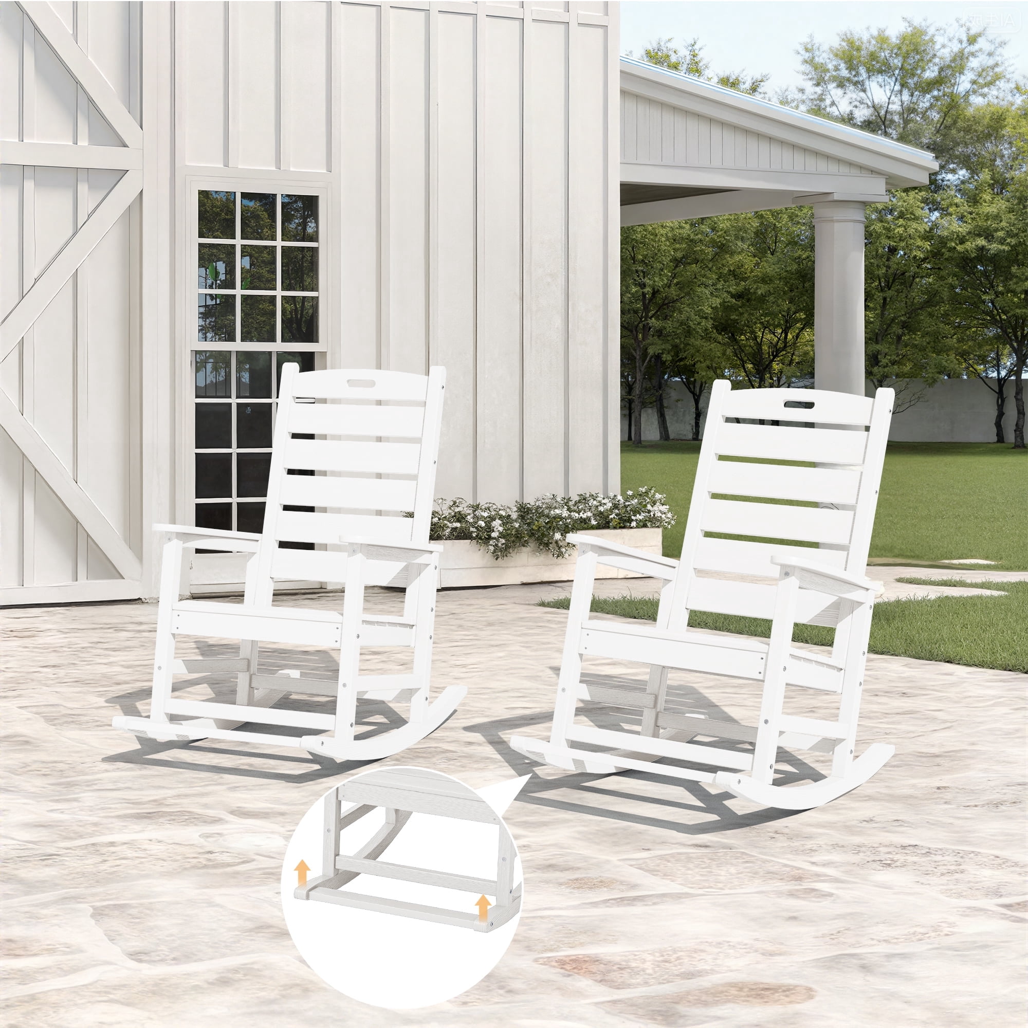 SERWALL Oversized Outdoor Rocking Chair Set of 2 with Footrest for ...